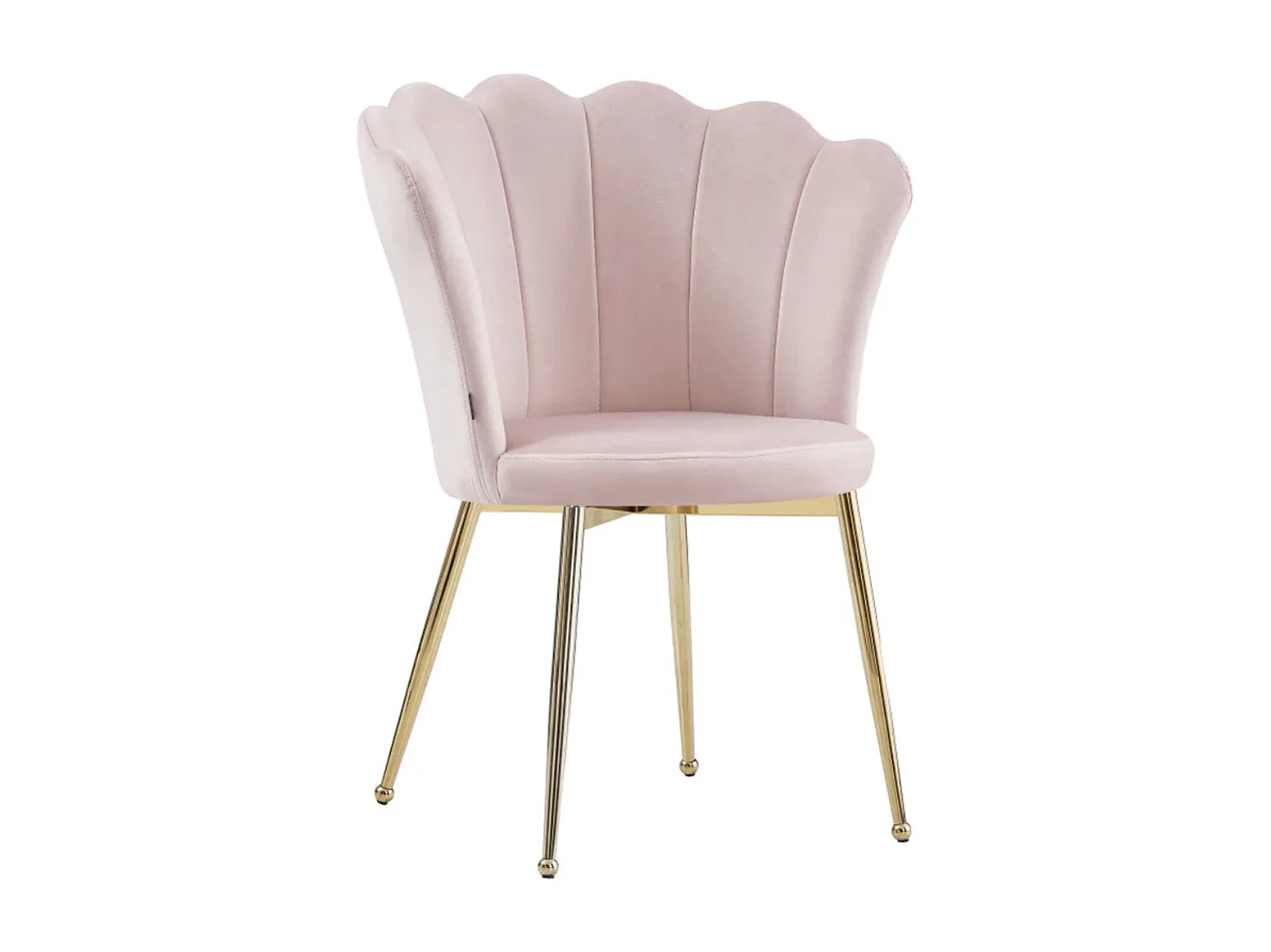 Chaise moderne velours et pieds métal doré Pétale - Lot de 2-Couleur Rose clair