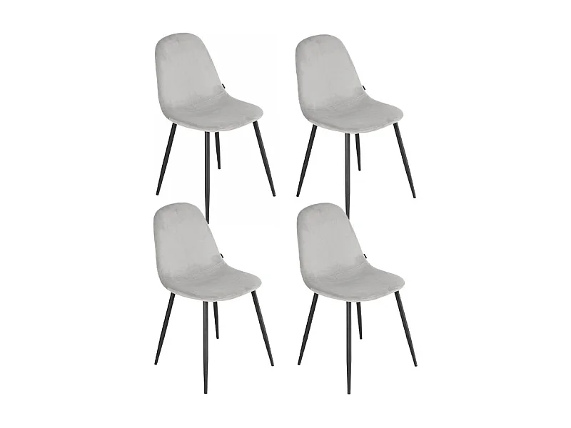 Lot de 4 chaises en velours gris clair avec pieds métal noir – BIBA 2