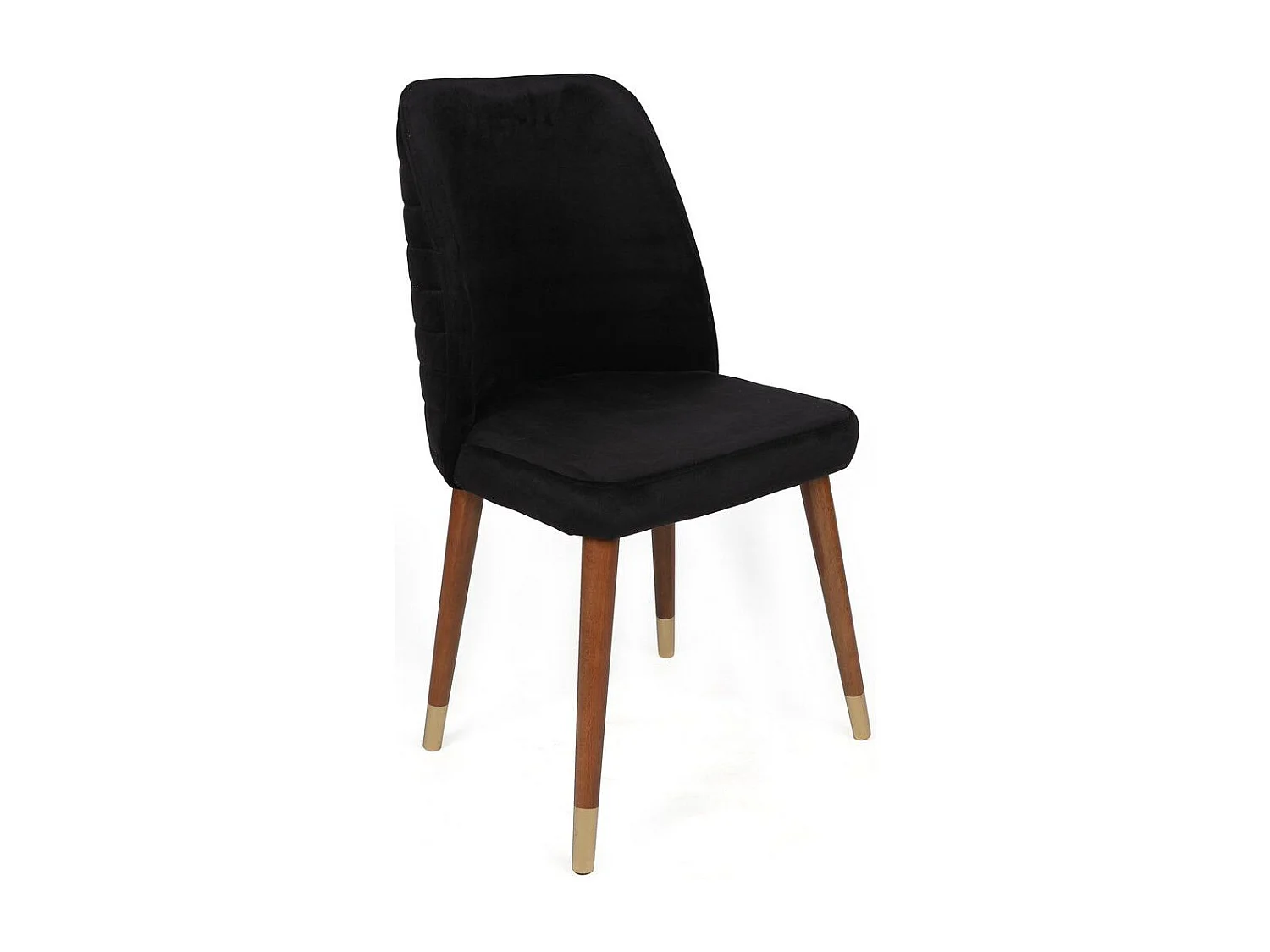 Lot de 2 chaises Vatri Velours Noir et Bois foncé et Or