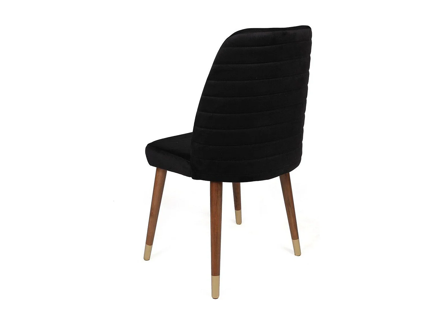Lot de 2 chaises Vatri Velours Noir et Bois foncé et Or