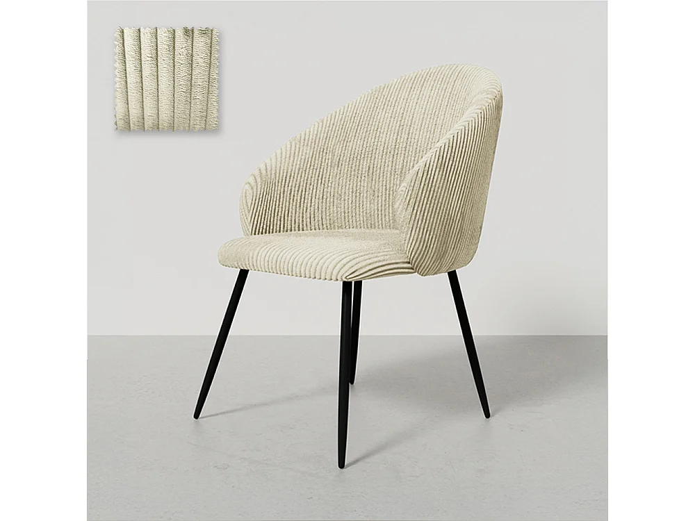 Chaise de Salle à Manger Rembourrée en Velours - Brugges Ivoire