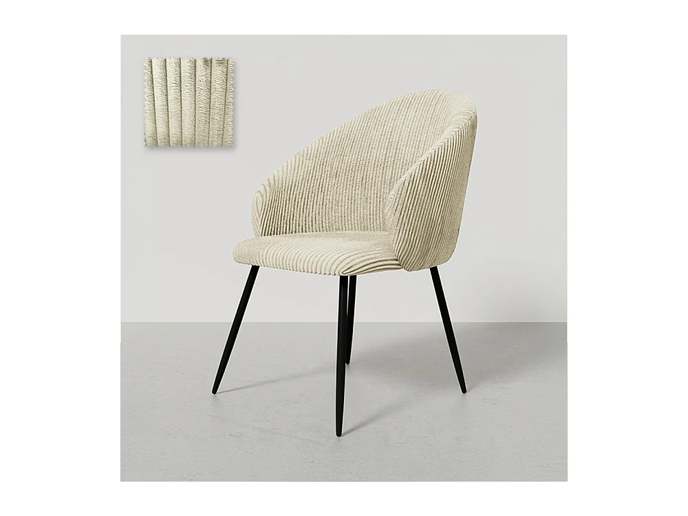 Chaise de Salle à Manger Rembourrée en Velours - Brugges Ivoire