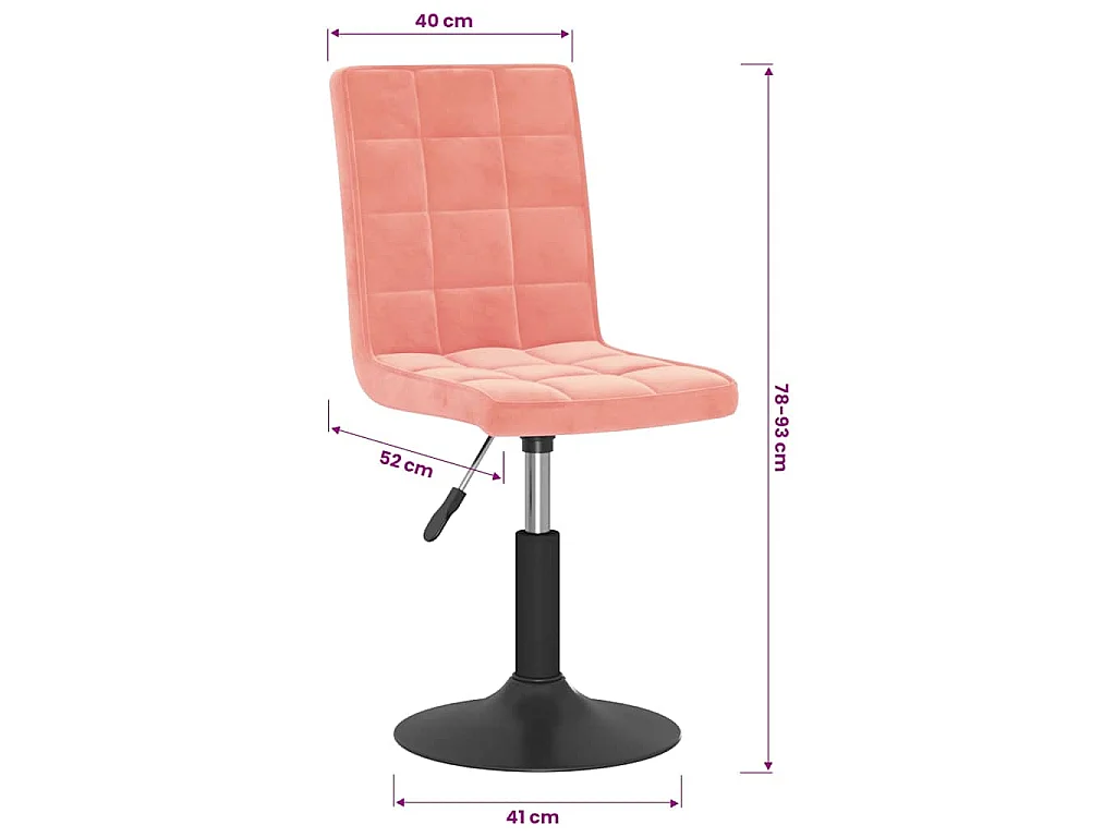 Chaises pivotantes à manger lot de 2 rose velours