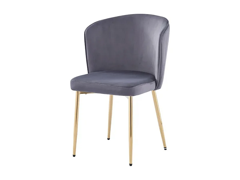 Lot de 4 chaises en velours et pieds métal doré Komi-Couleur Gris foncé