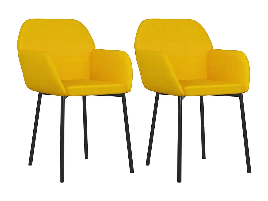 Chaises de salle à manger 2 pcs Jaune Velours 3
