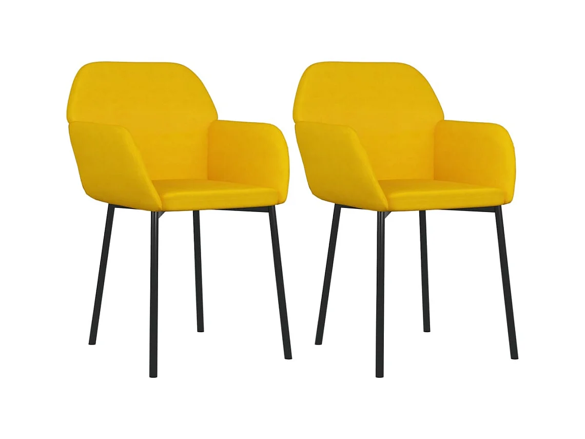 Chaises de salle à manger 2 pcs Jaune Velours 3