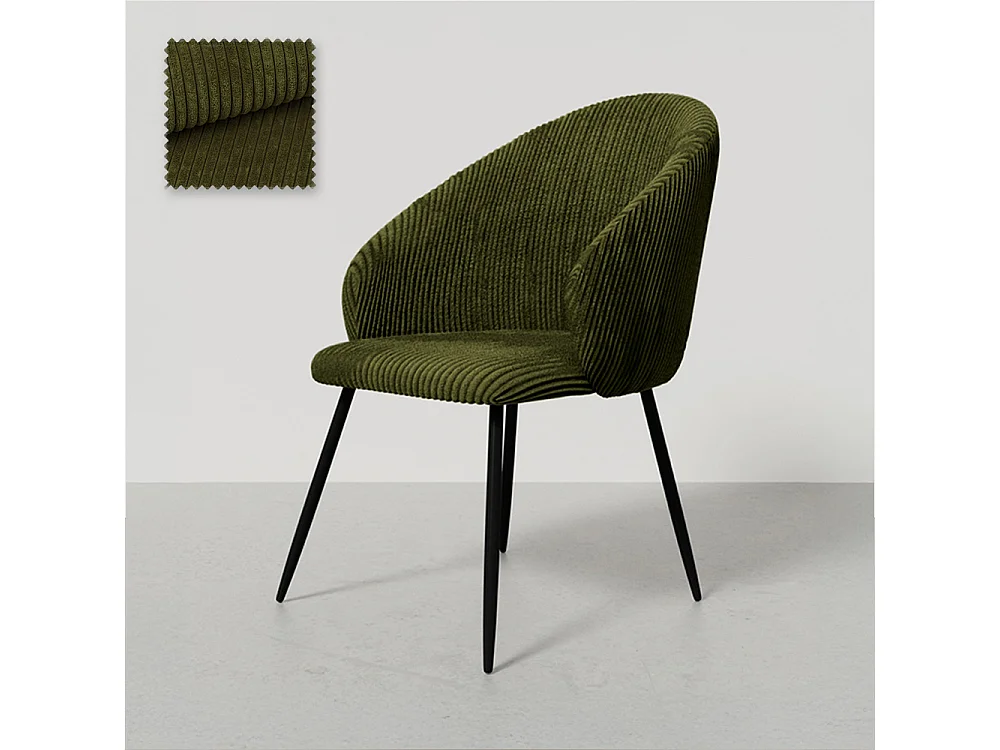 Chaise de Salle à Manger Rembourrée en Velours - Brugges Olive