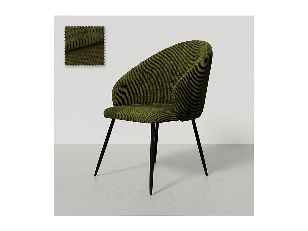 Chaise de Salle à Manger Rembourrée en Velours - Brugges Olive