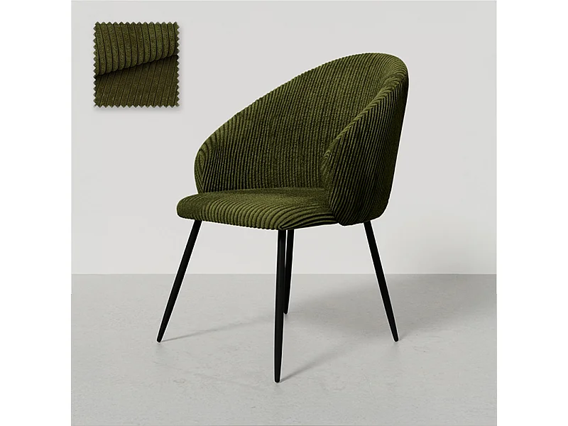 Chaise de Salle à Manger Rembourrée en Velours - Brugges Olive