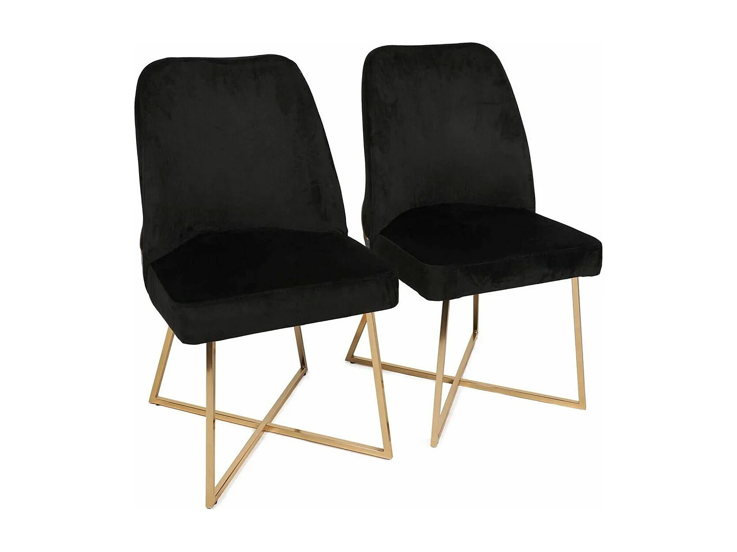 Lot de 2 chaises design Kymish Métal Or et Velours Noir