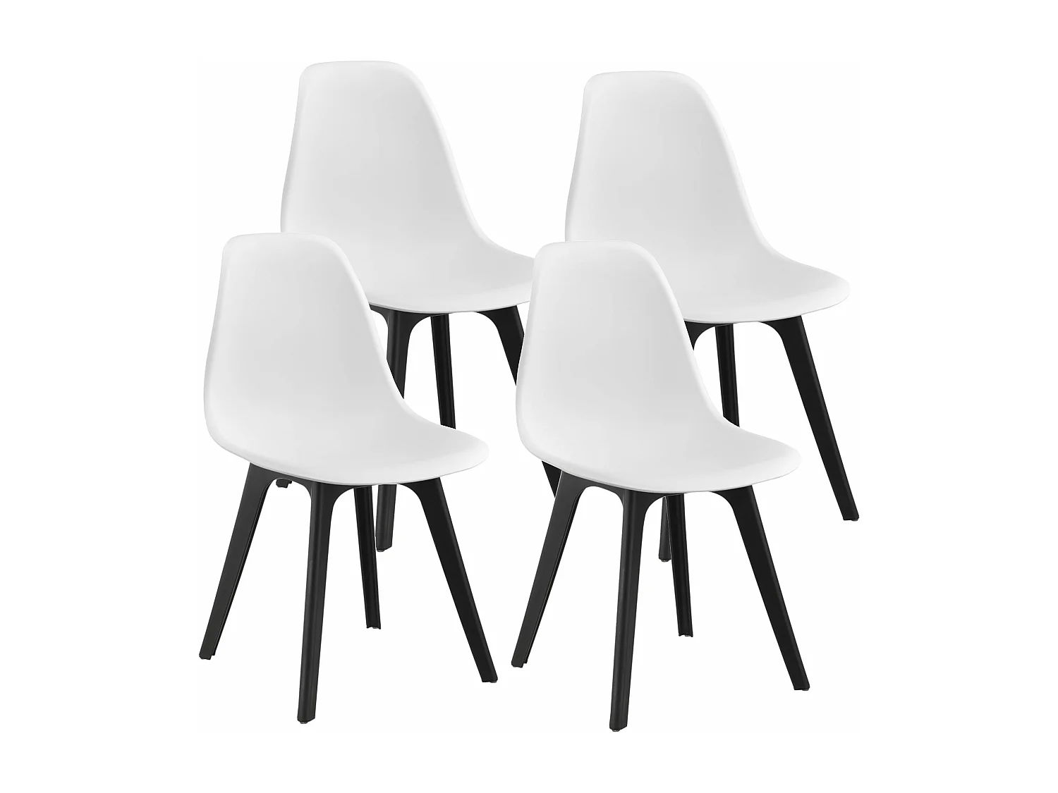 Set de 4 Chaises Design Chaise de Cuisine Salle à Manger Plastique Blanc et Noir 03_0003706