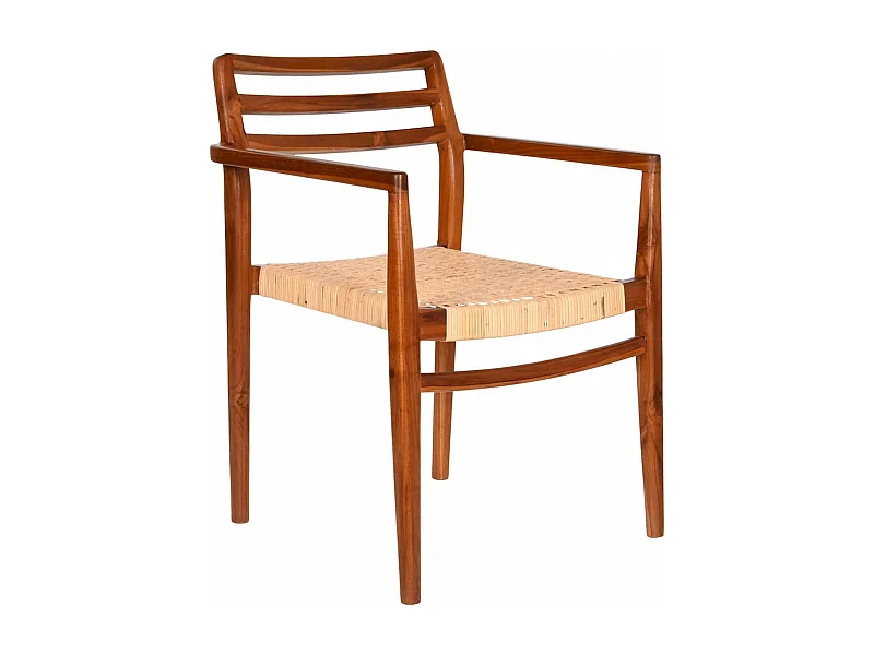 Chaise cuisine élégance teck et rotin épurée