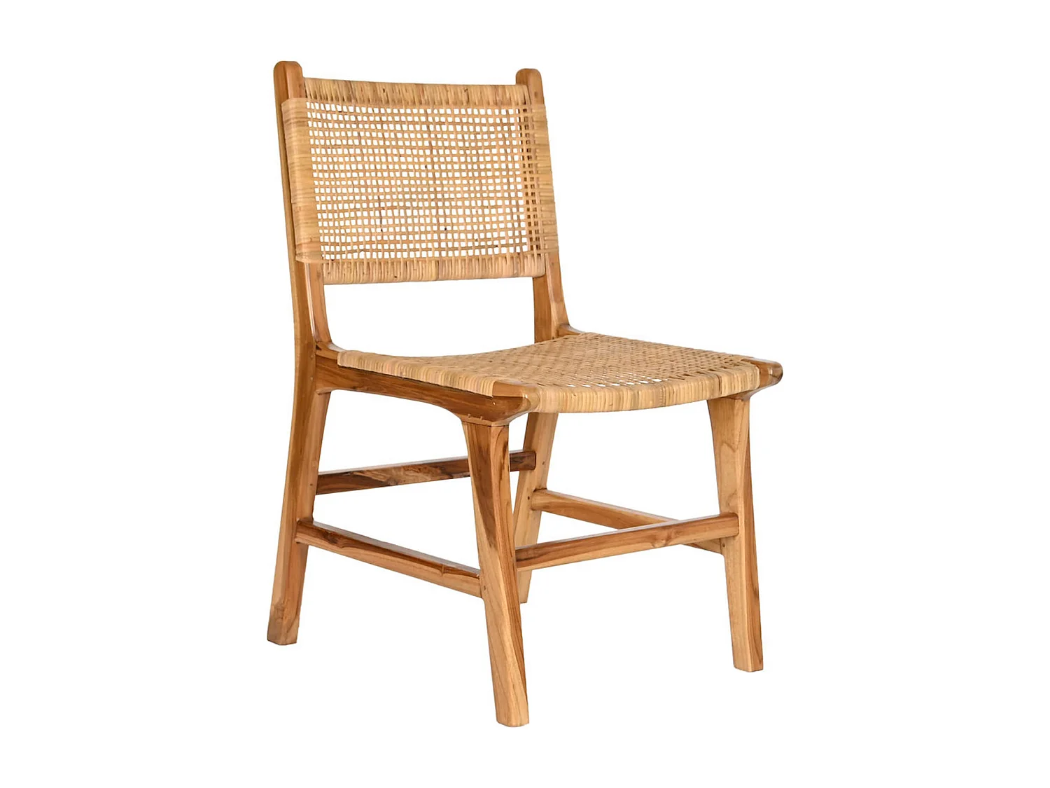 Chaise cuisine teck et rotin pour déco intérieure chic