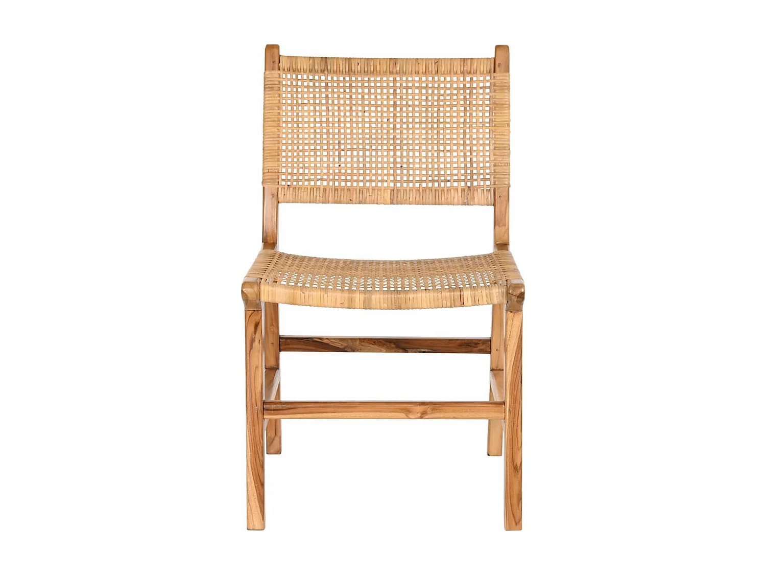 Chaise cuisine teck et rotin pour déco intérieure chic