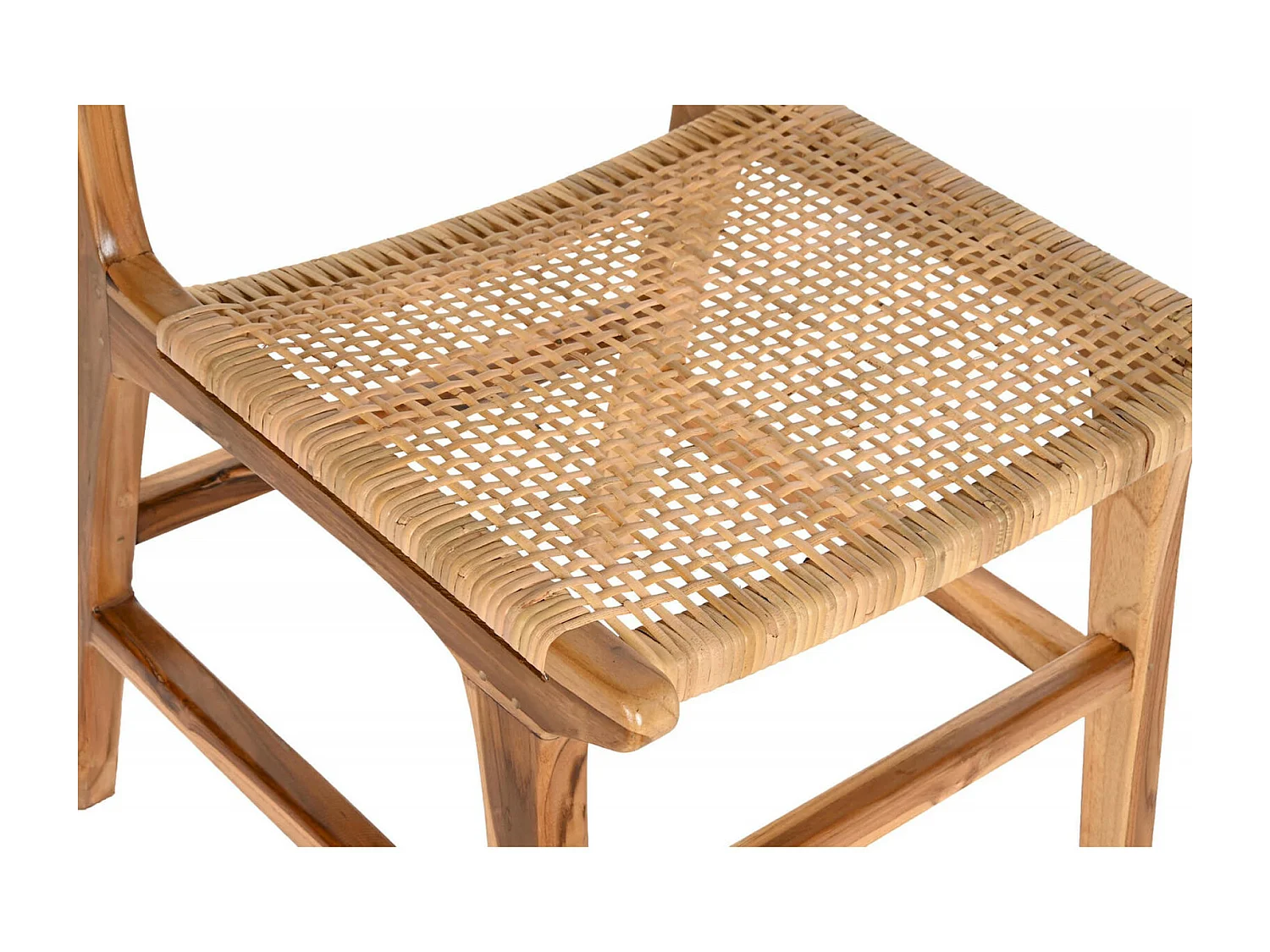 Chaise cuisine teck et rotin pour déco intérieure chic