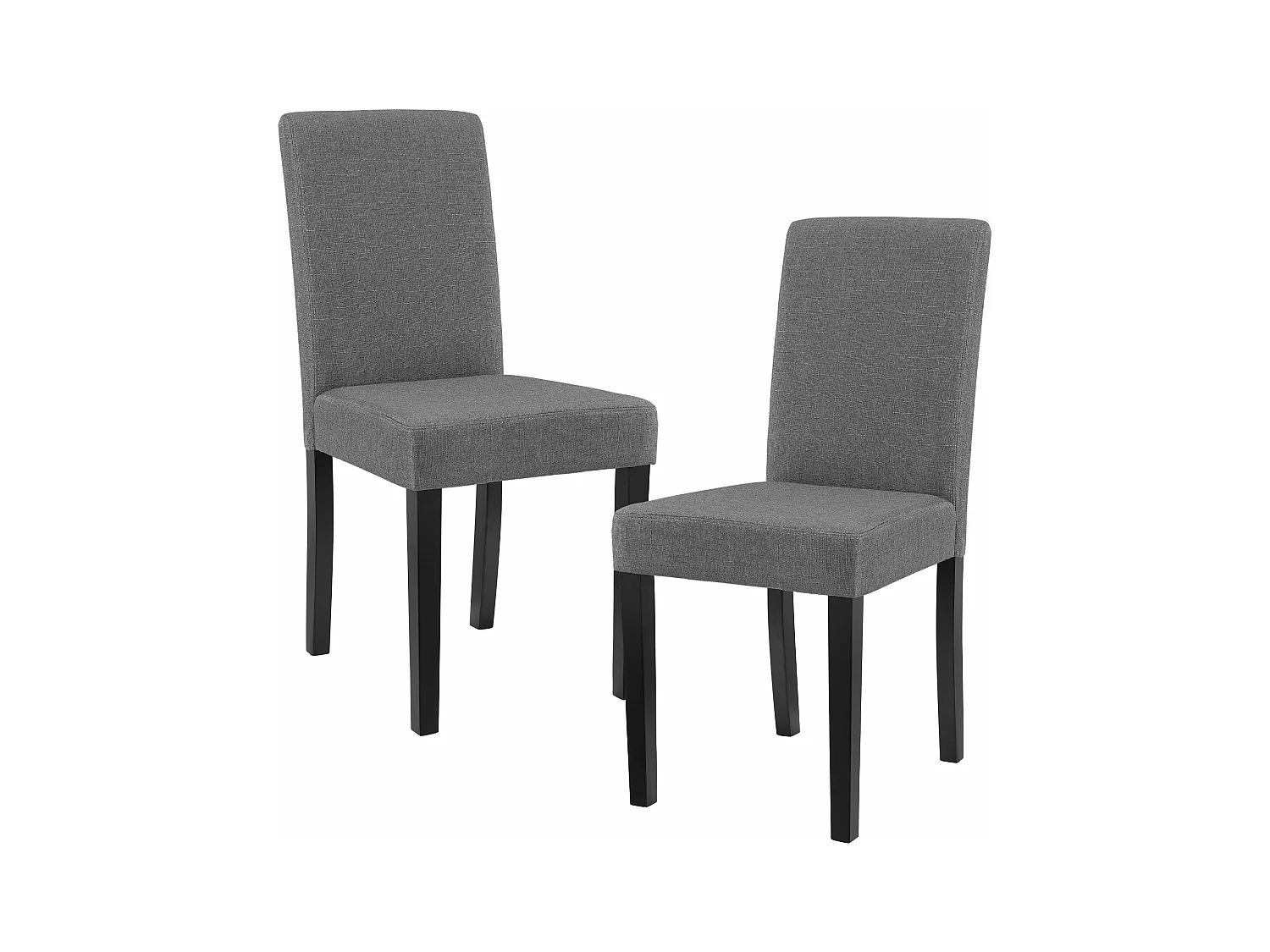 Set de 2 chaises rembourrées en tissu polyester 90 cm gris et noir 03_0003635