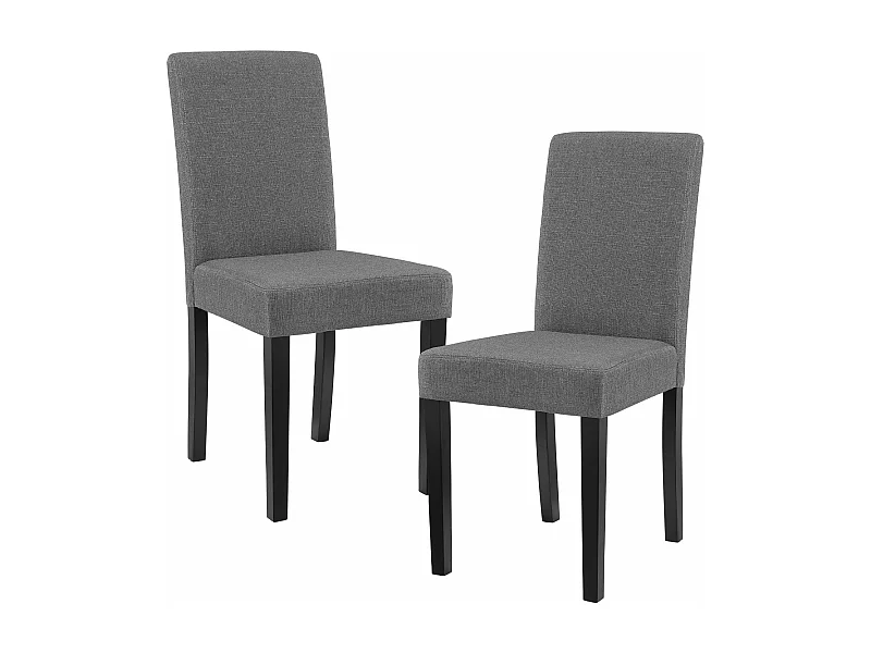 Set de 2 chaises rembourrées en tissu polyester 90 cm gris et noir 03_0003635