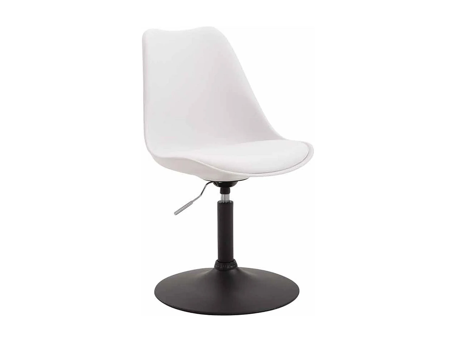 Lot de 4 chaises de salle à manger pivotante hauteur réglable en plastique blanc et pied trompette métal noir 10_0001807