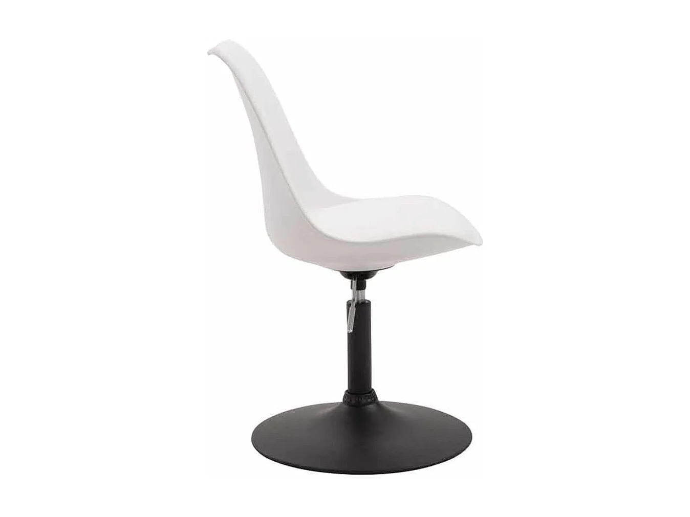 Lot de 4 chaises de salle à manger pivotante hauteur réglable en plastique blanc et pied trompette métal noir 10_0001807