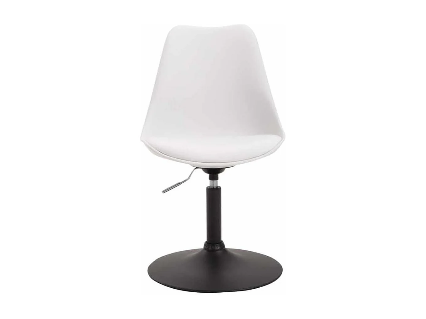 Lot de 4 chaises de salle à manger pivotante hauteur réglable en plastique blanc et pied trompette métal noir 10_0001807