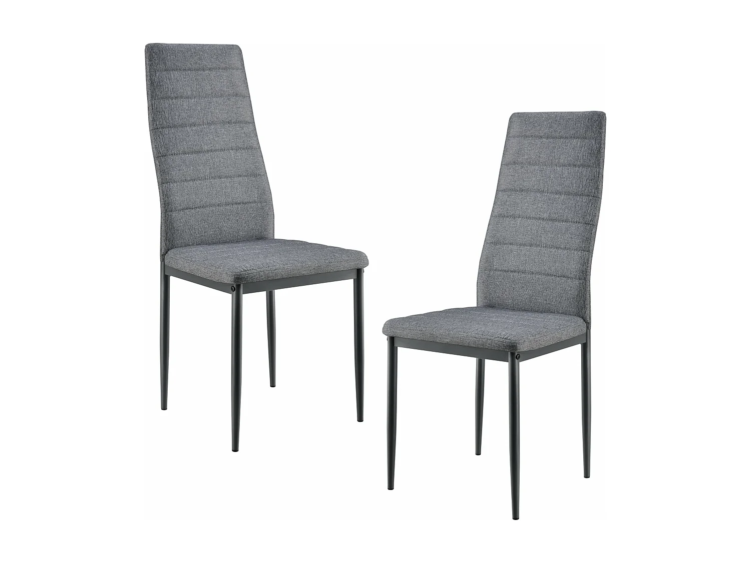 Lot de 2 chaises de salle à manger siège de cuisine rembourré acier et polyester 96 cm gris 03_0002775