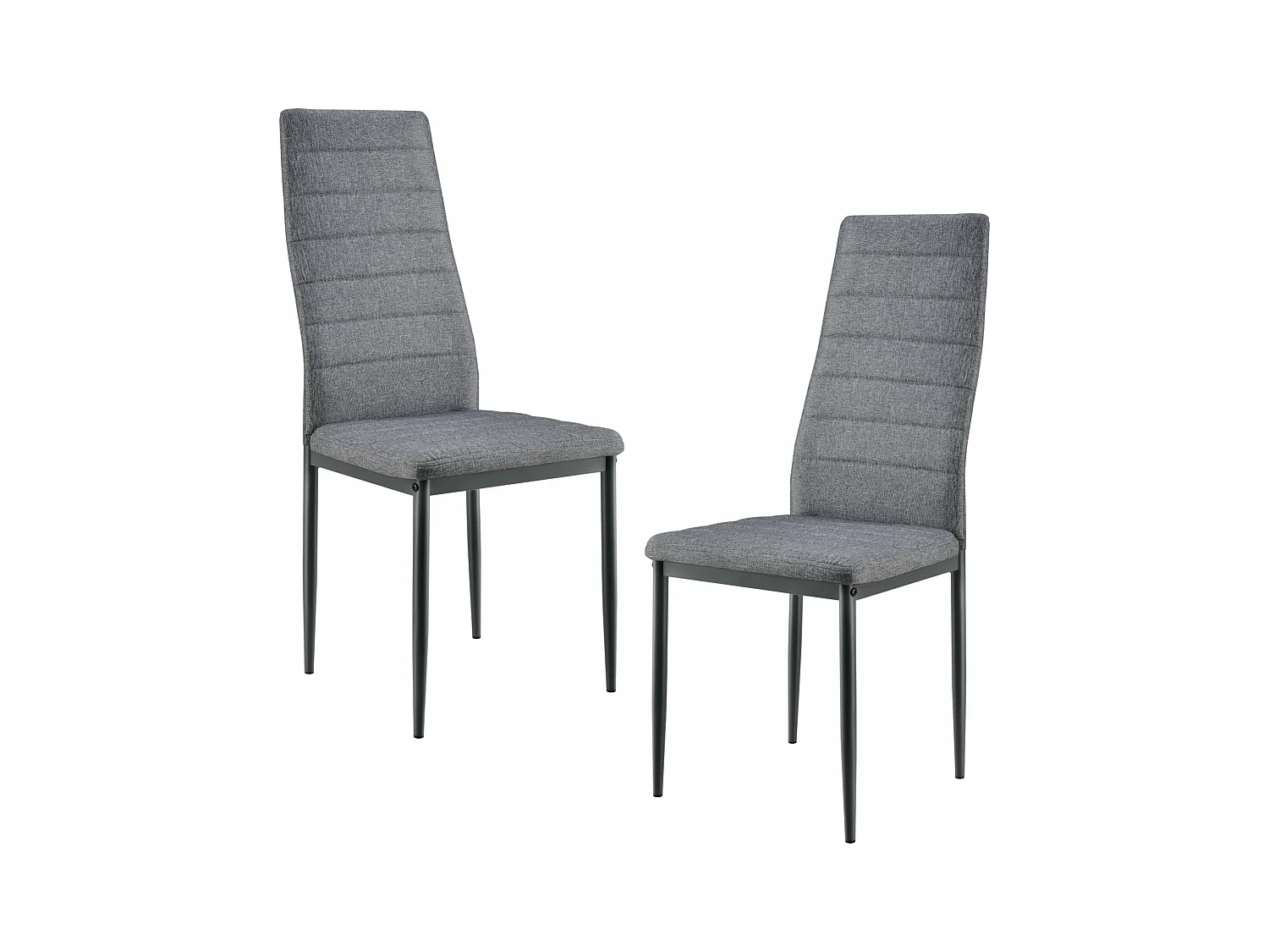 Lot de 2 chaises de salle à manger siège de cuisine rembourré acier et polyester 96 cm gris 03_0002775