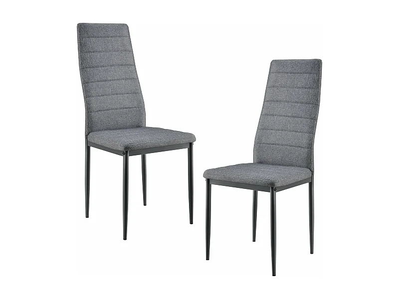 Lot de 2 chaises de salle à manger siège de cuisine rembourré acier et polyester 96 cm gris 03_0002775