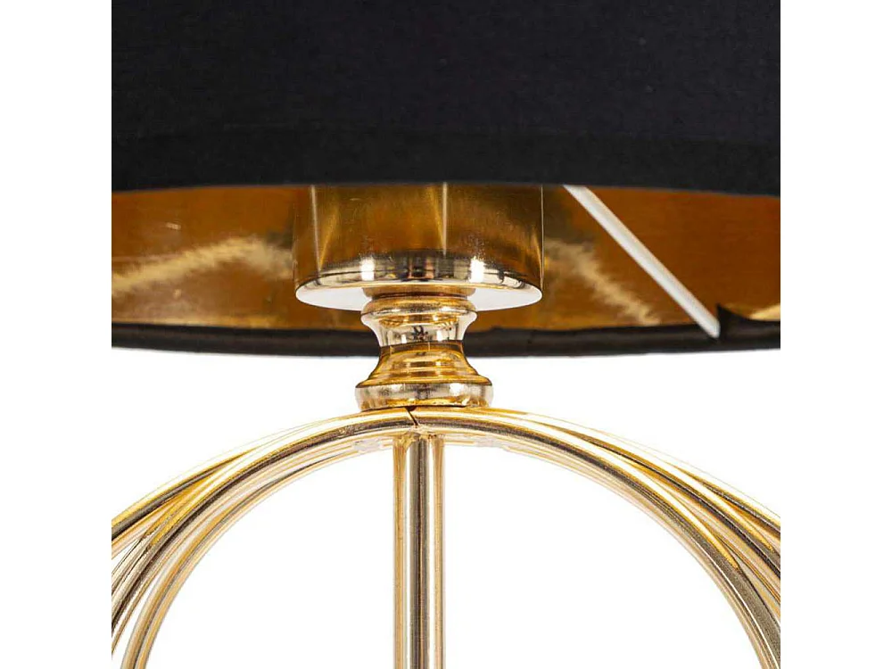 Lampada da tavolo dorata in metallo e tessuto nero Ø cm 23x65