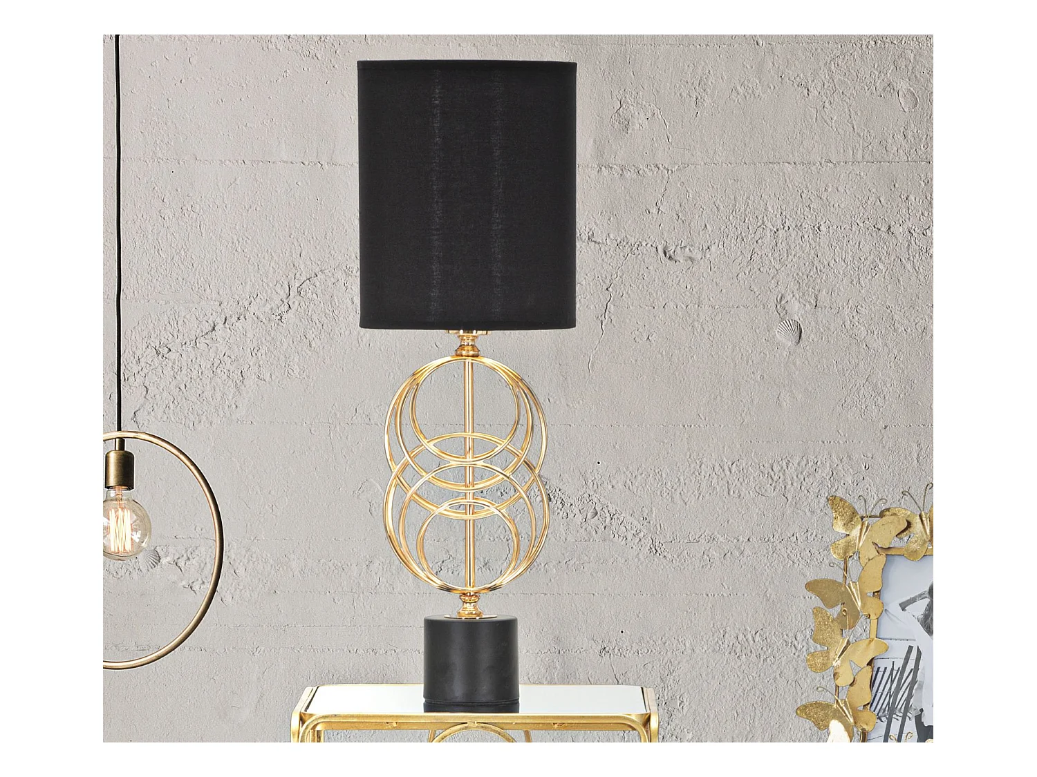 Lampe à Poser Design en Métal "Circly" 65cm Noir & Or