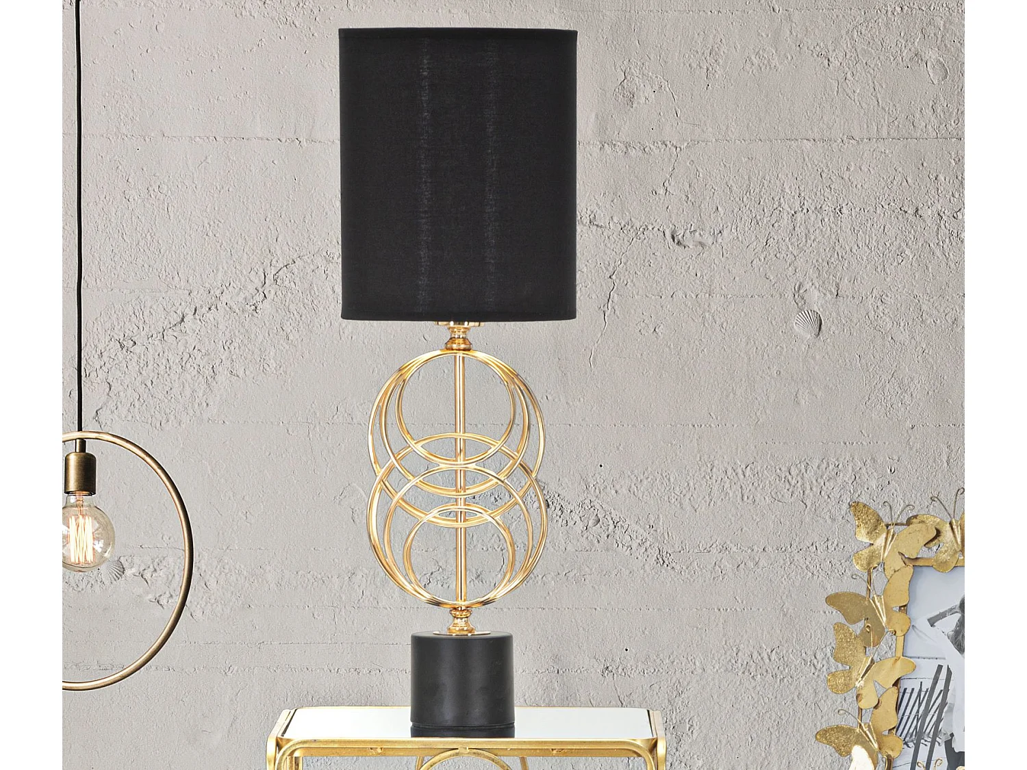 Lampe à Poser Design en Métal "Circly" 65cm Noir & Or