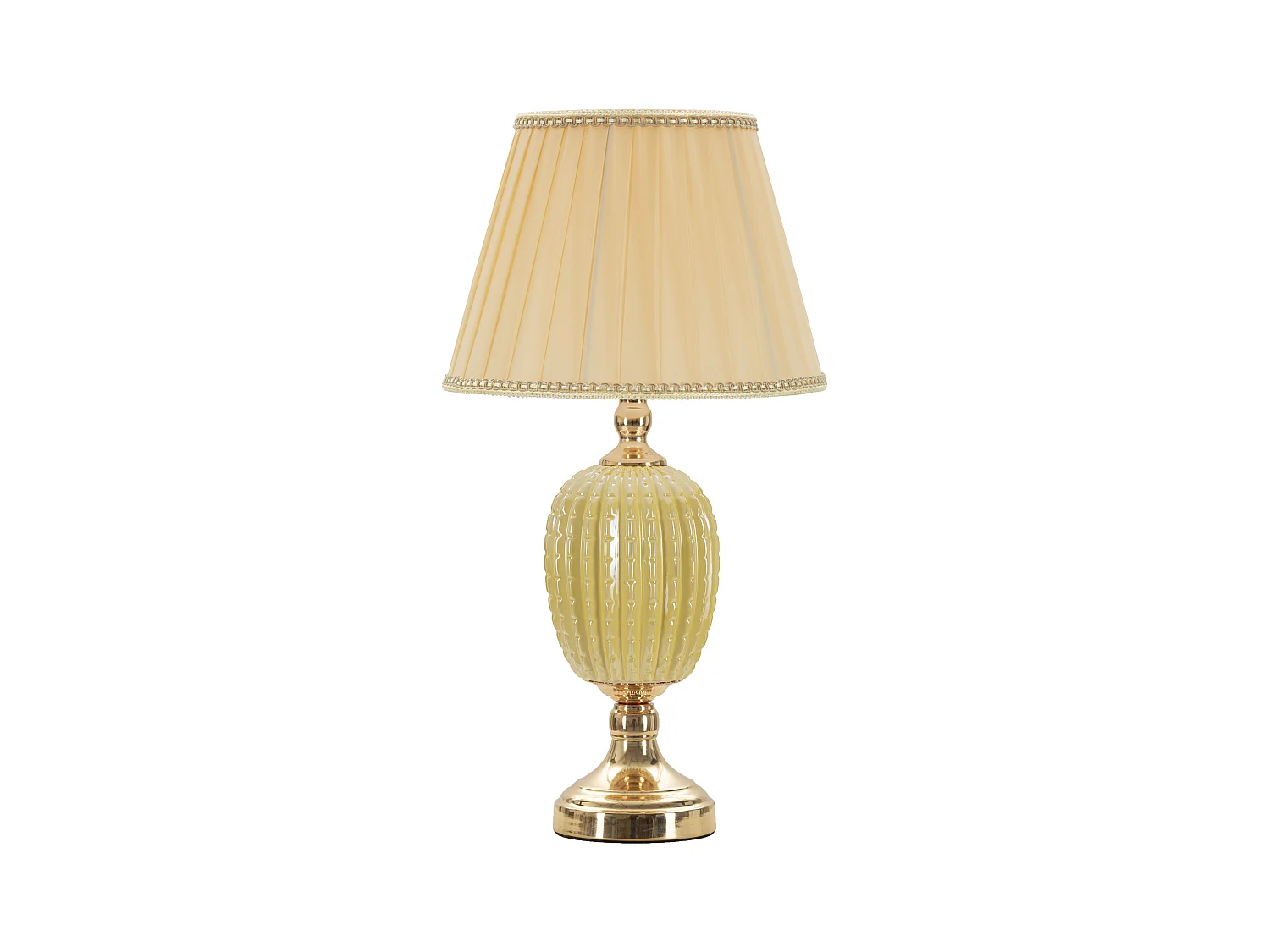 Lampe de Table Lot - Lampe Élégante en Métal Doré avec Abat-Jour en Tissu Beige Ø 30x55 cm