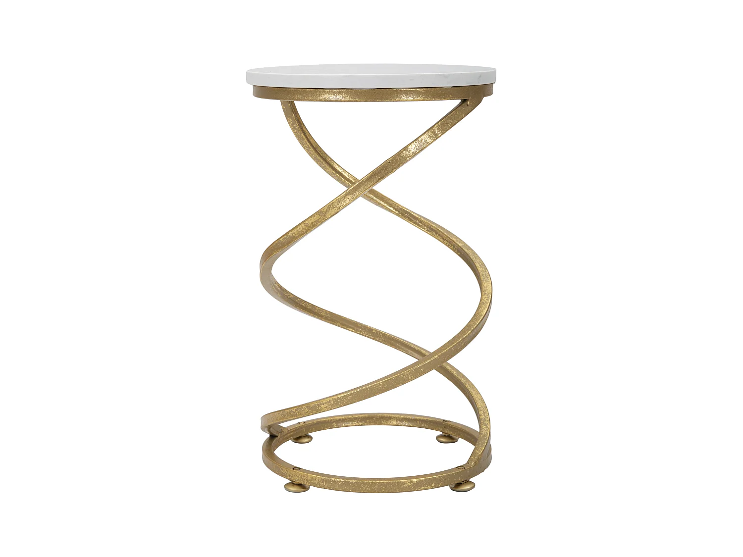Table basse Spiral Marble - Métal doré et marbre blanc - Ø 27,5x47,5 cm - Design sinueux et élégant - Classique et contemporain.