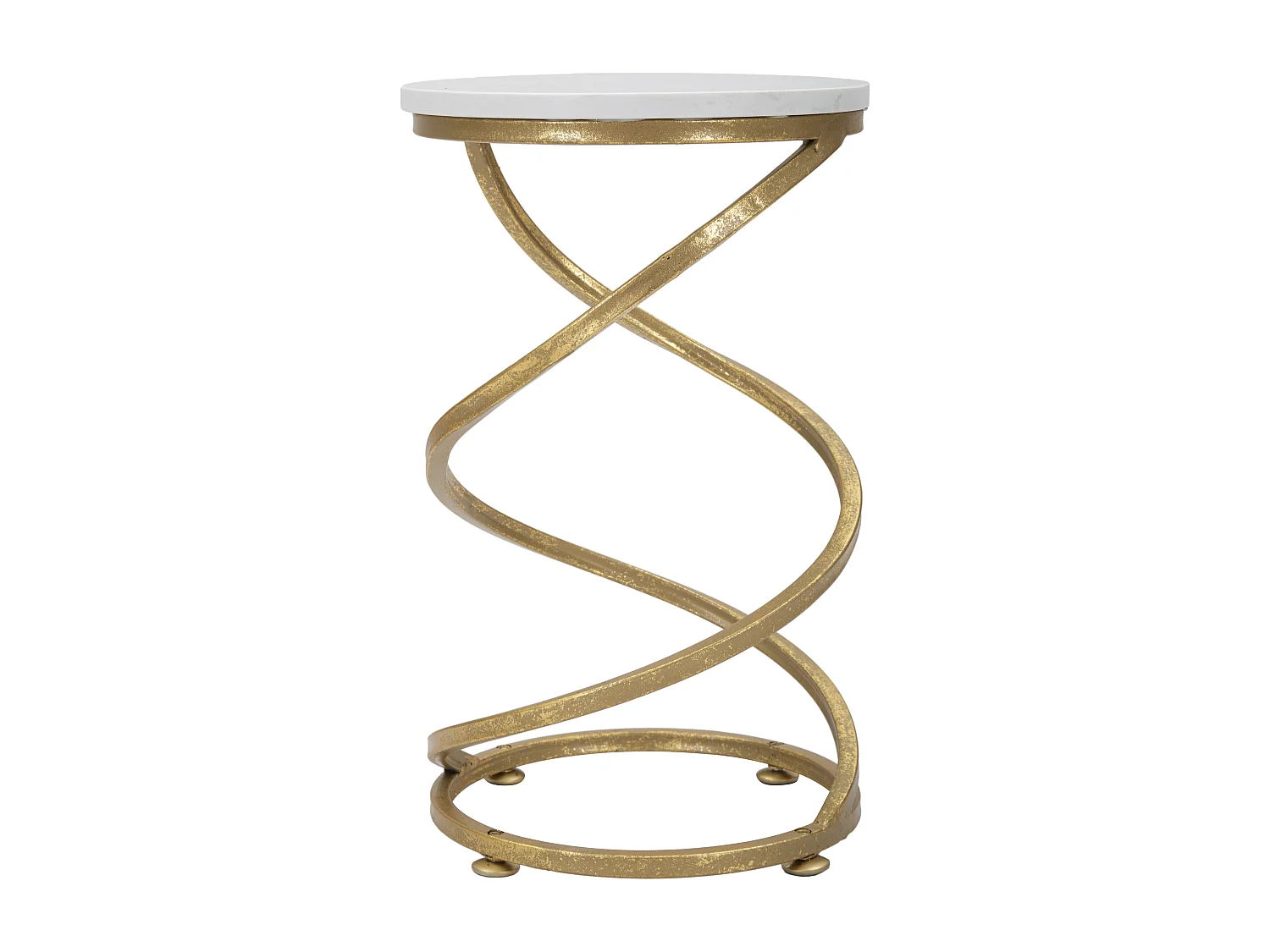 Table d'Appoint en Marbre "Spirale" 47cm Blanc & Or