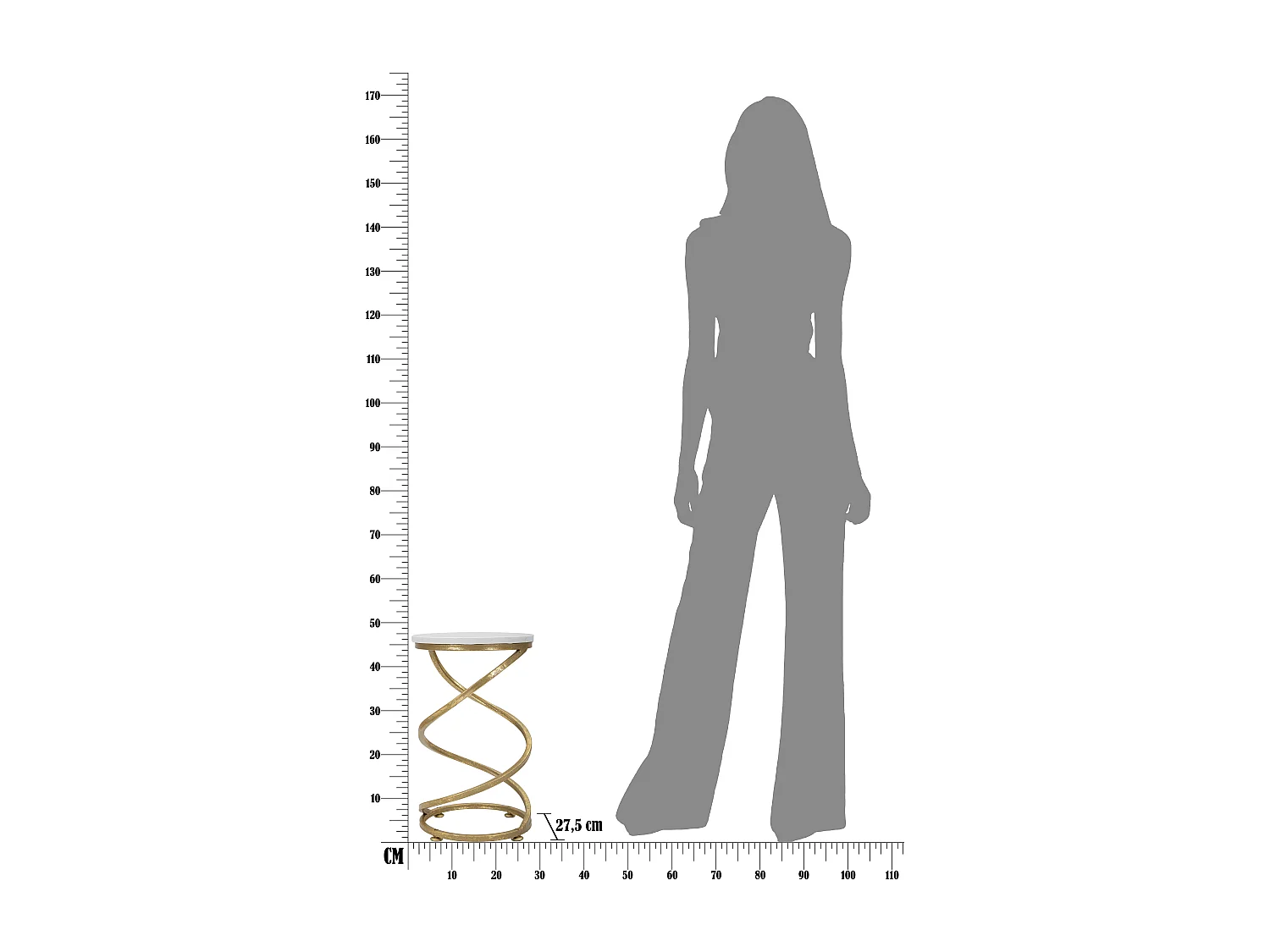 Table d'Appoint en Marbre "Spirale" 47cm Blanc & Or