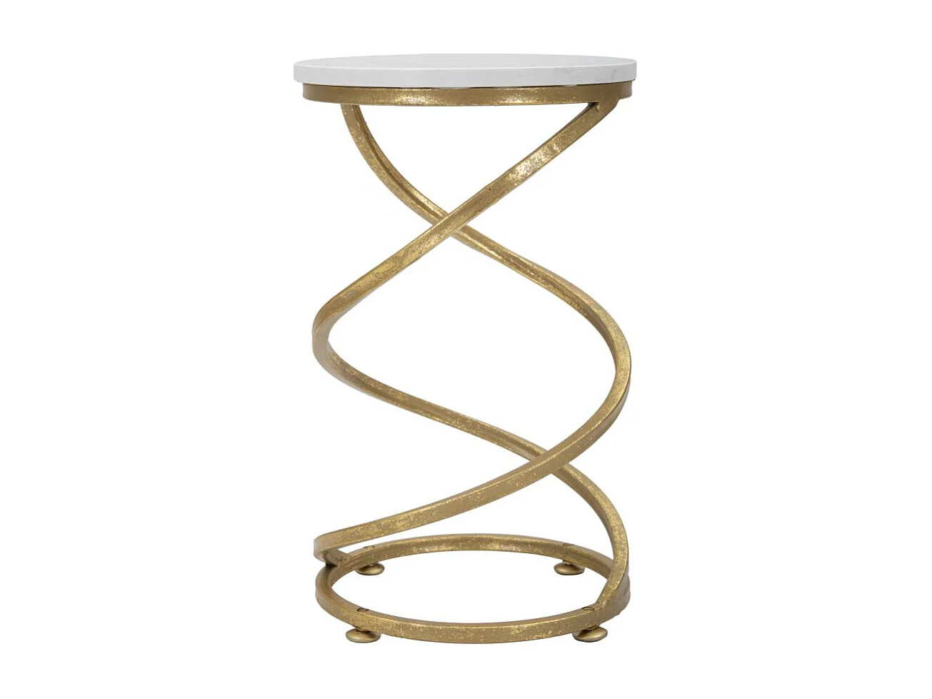Tavolinetto a spirale in metallo dorato Ø cm 27,5x47,5