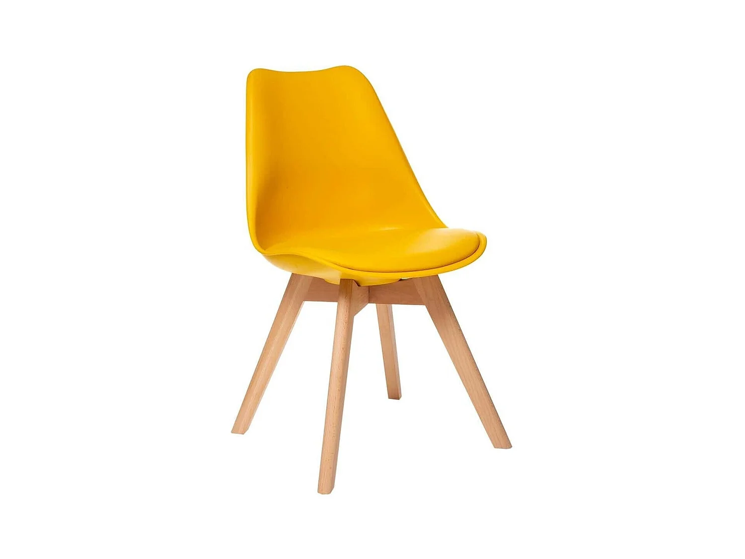 Chaise scandinave avec coussin simili jaune Genève - Lot de 2