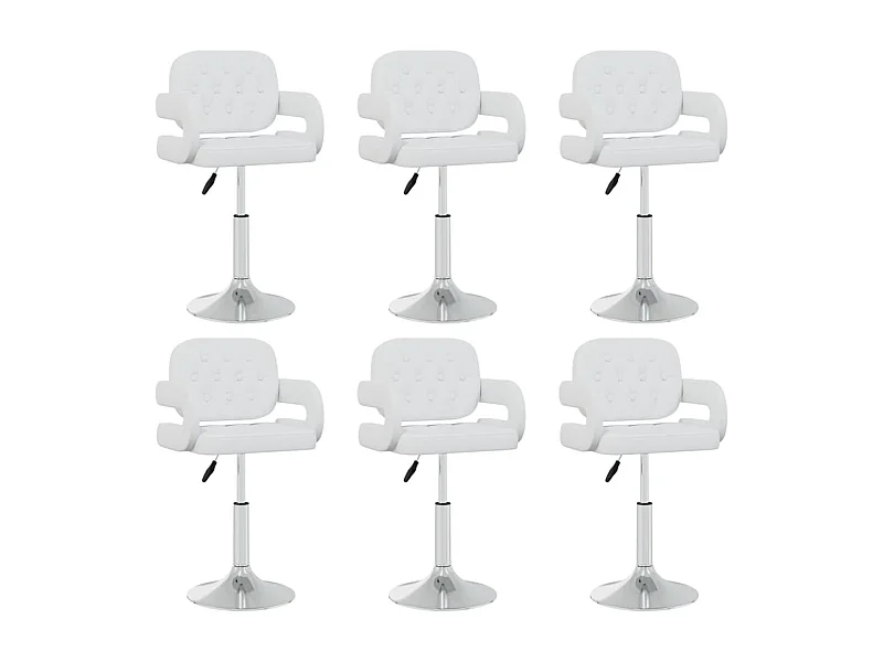 Chaises pivotantes de salle à manger 6 pcs Blanc Similicuir 19