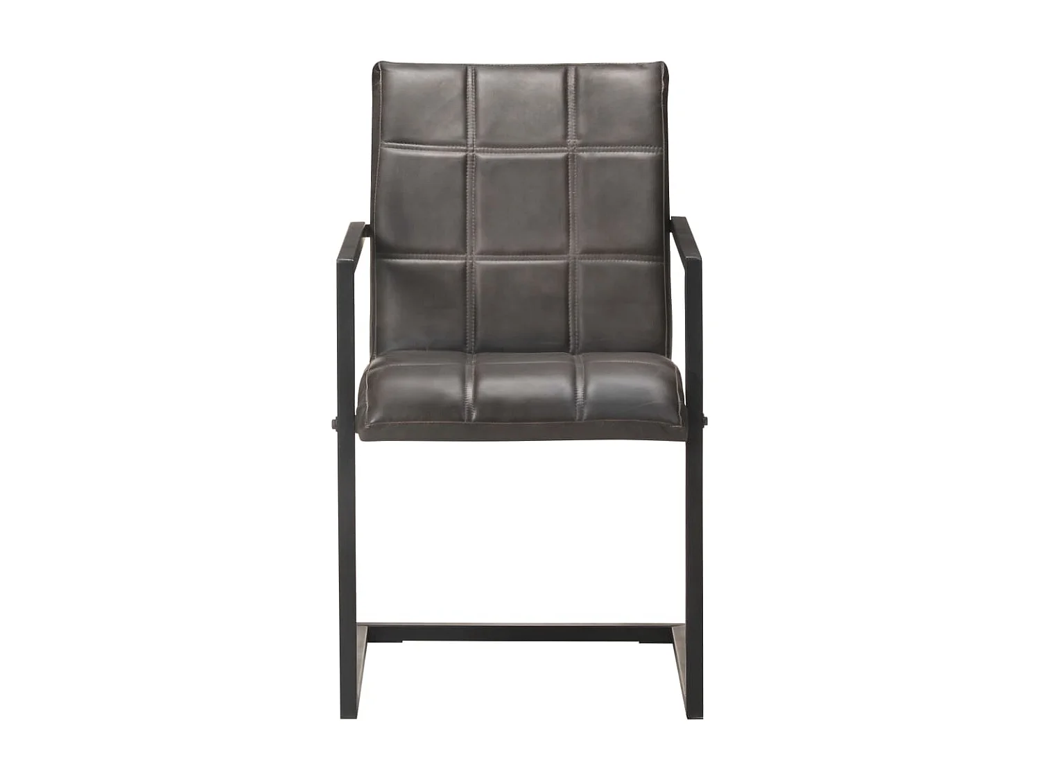 Lot de 2 chaises de salle à manger cuisine cantilever design rétro cuir véritable gris CDS020326