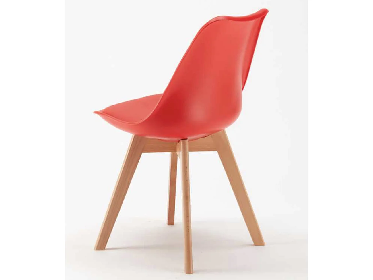 Chaise naturel et rouge avec coussin simili cuir Anko - Lot de 2