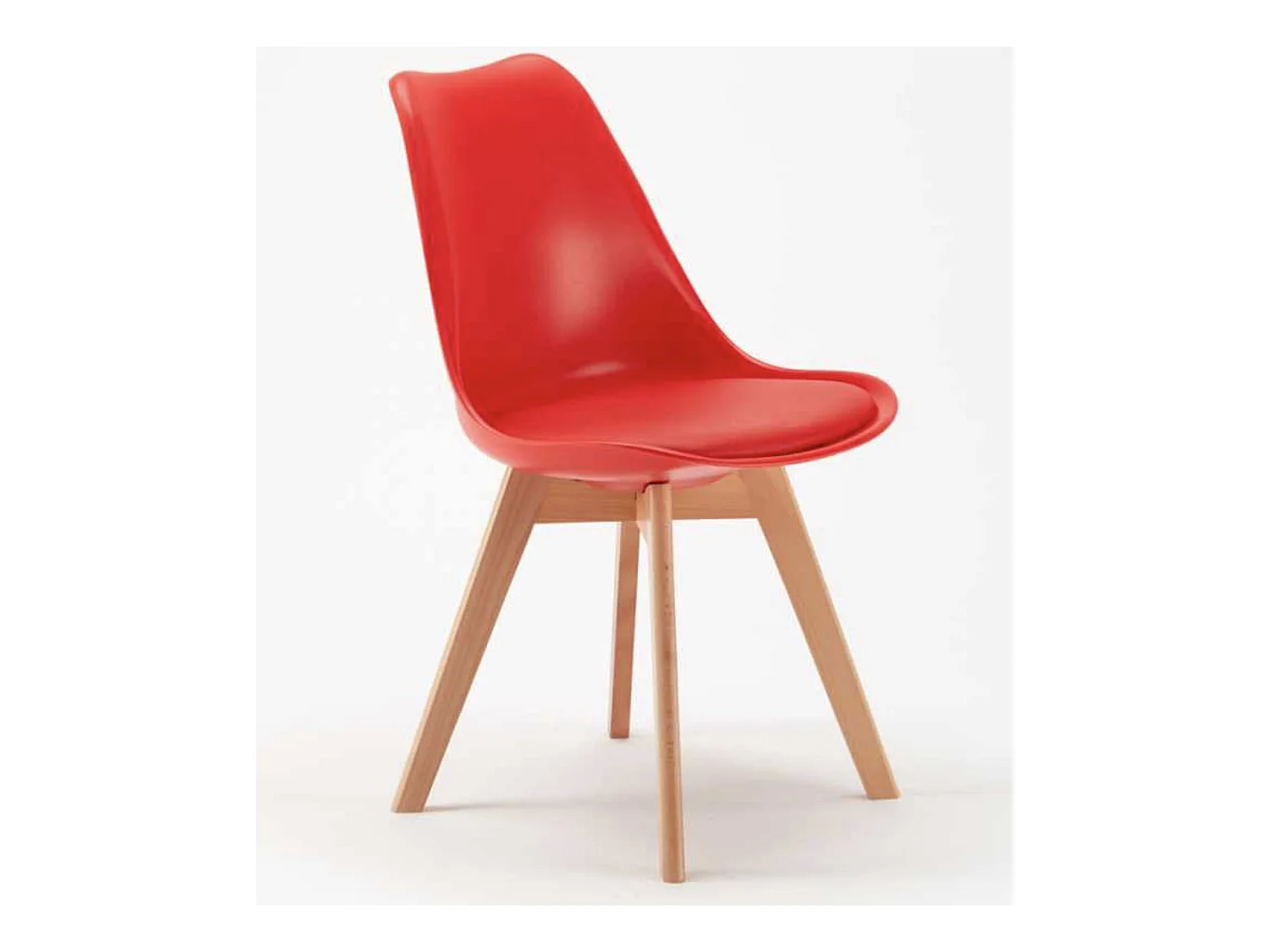 Chaise naturel et rouge avec coussin simili cuir Anko - Lot de 2