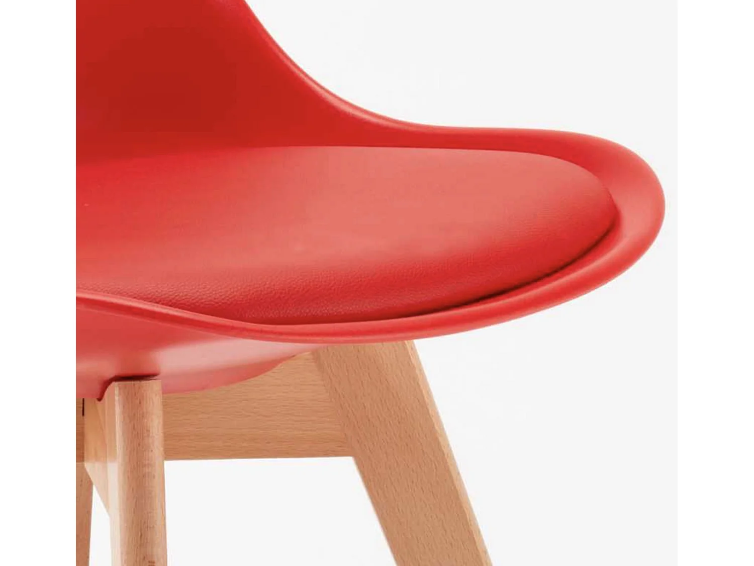 Chaise naturel et rouge avec coussin simili cuir Anko - Lot de 2