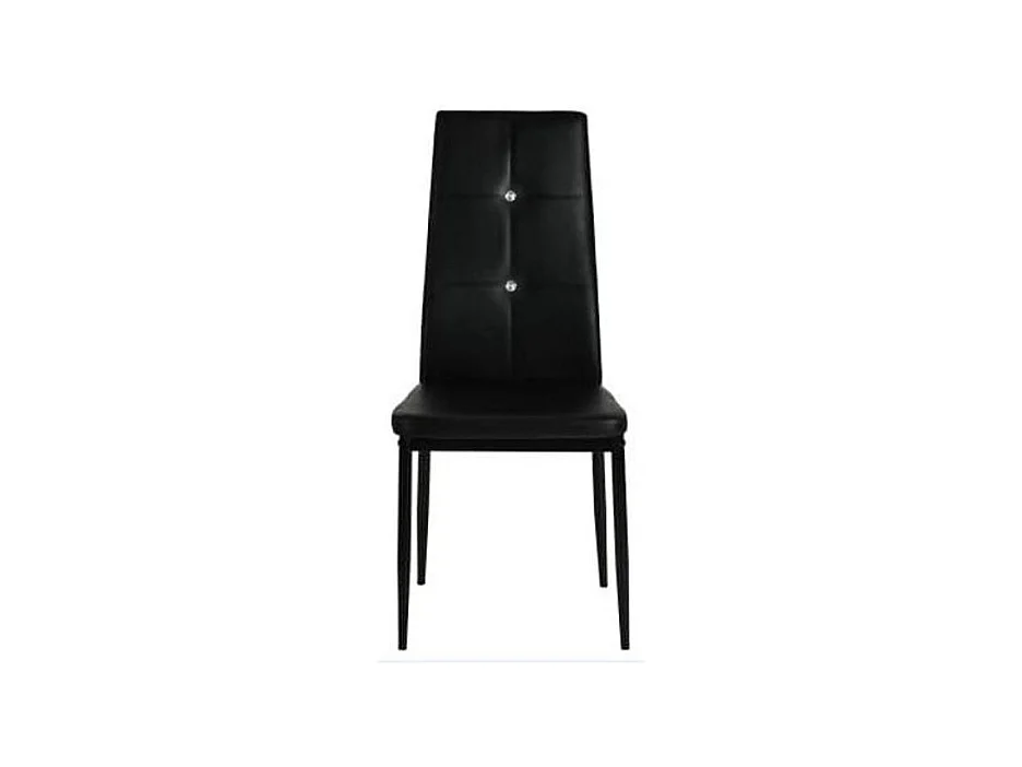 Chaise à manger similicuir noir et pieds métal noir Mikarel - Lot de 4