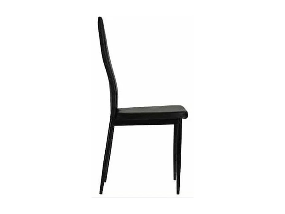 Chaise à manger similicuir noir et pieds métal noir Mikarel - Lot de 4