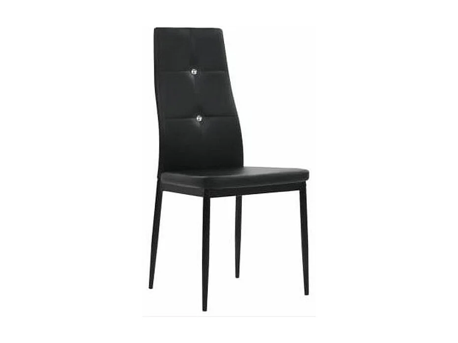 Chaise à manger similicuir noir et pieds métal noir Mikarel - Lot de 4