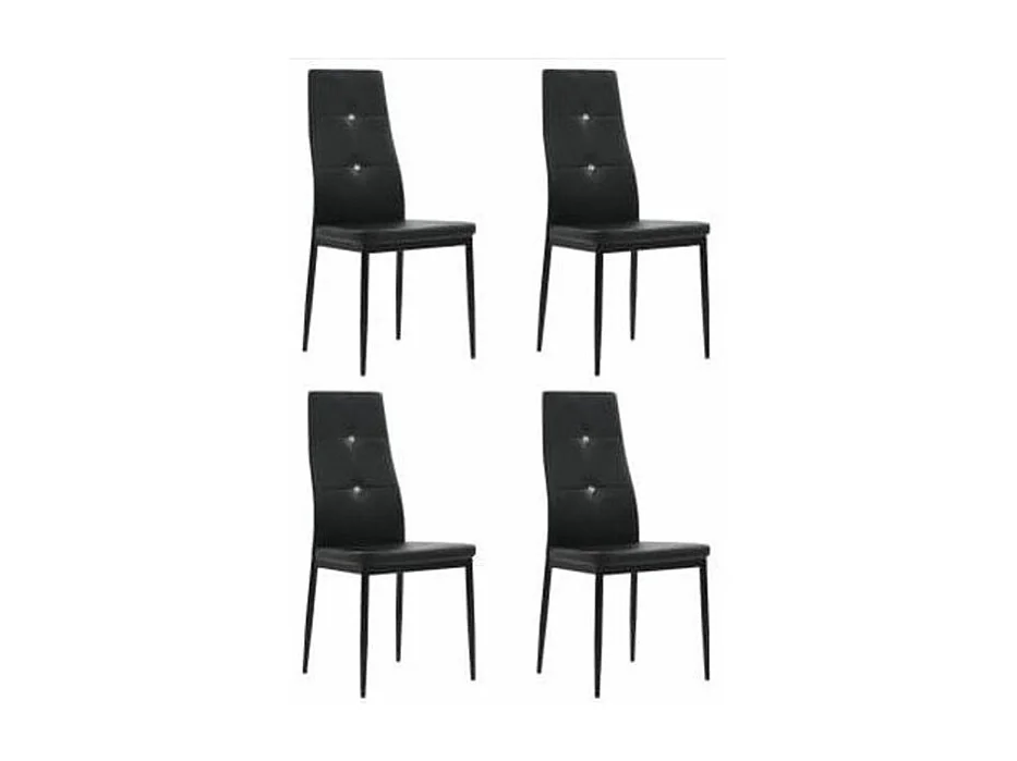 Chaise à manger similicuir noir et pieds métal noir Mikarel - Lot de 4