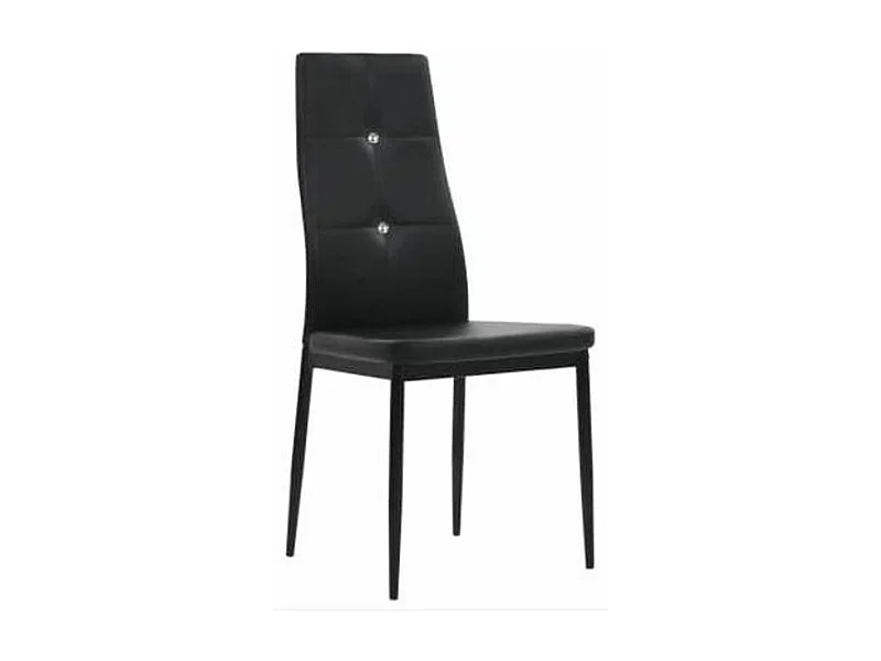 Chaise à manger similicuir noir et pieds métal noir Mikarel - Lot de 4