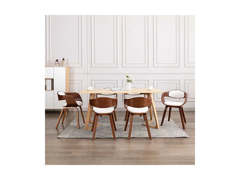 Chaises à manger lot de 6 bois courbé et similicuir