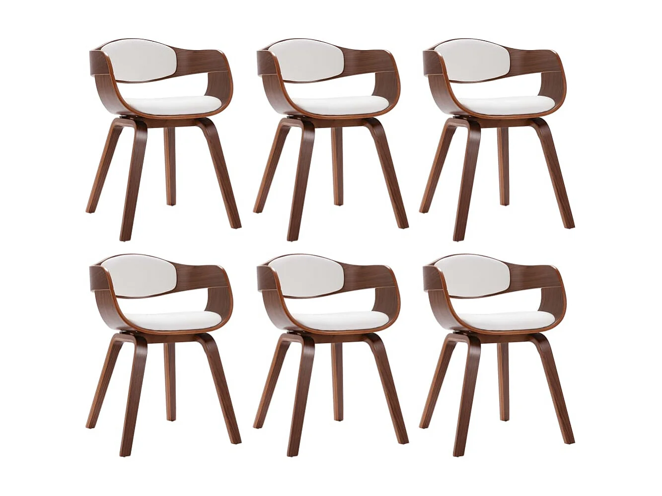 Chaises à manger lot de 6 bois courbé et similicuir