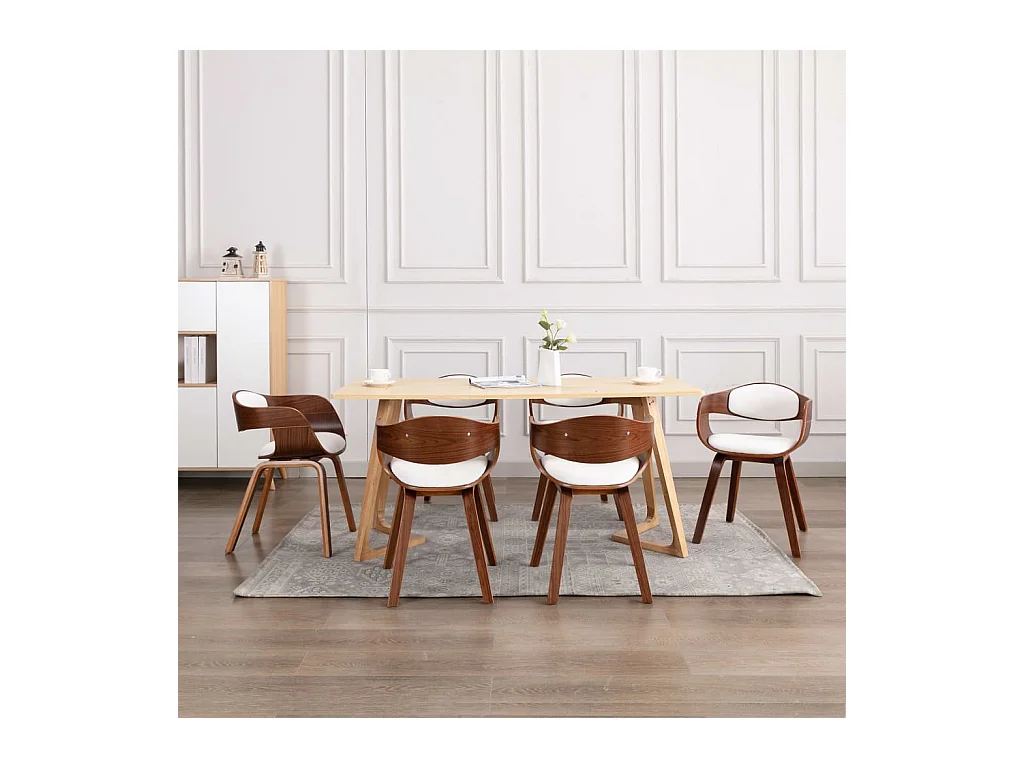 Chaises à manger lot de 6 bois courbé et similicuir