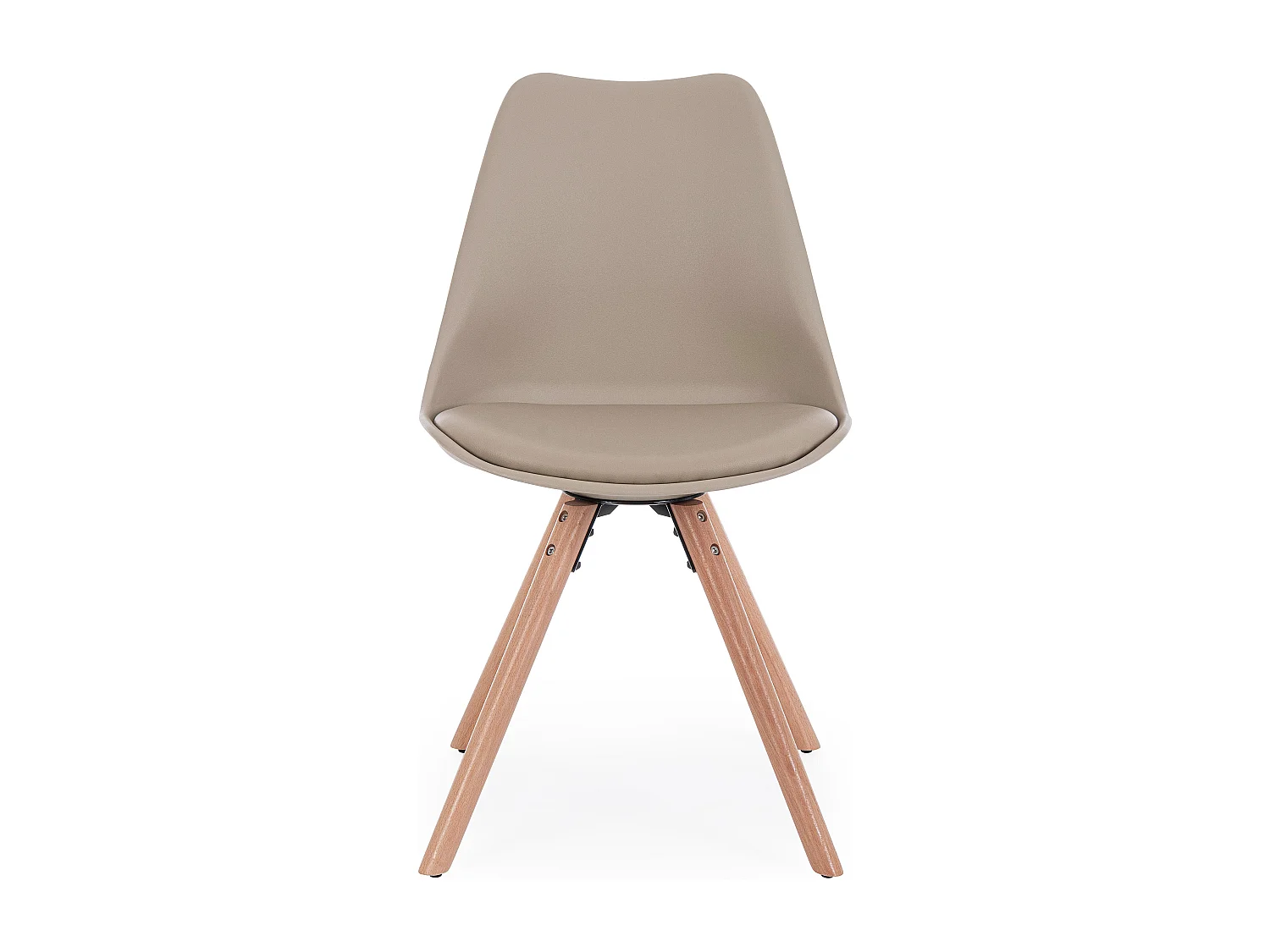 Lot de 4 chaises Teddy en bois de hêtre et simili cuir - Style scandinave intemporel-Couleur Marron clair